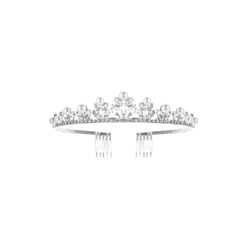 crystal and pearl silver bridal tiara