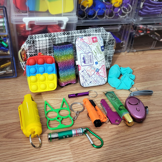 Squid Game Self Defense Kit with Fidget Pop Bag Keychain