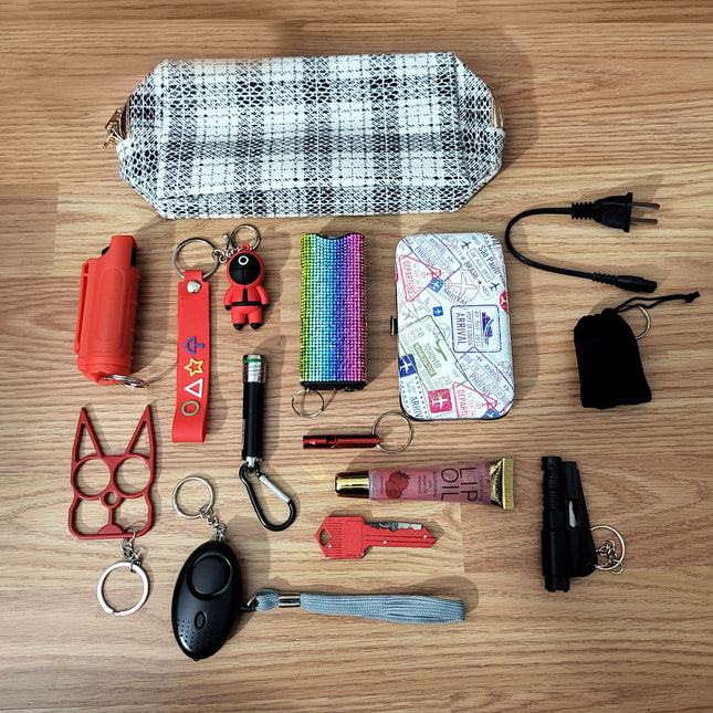 Squid Game Self Defense Kit with Fidget Pop Bag Keychain
