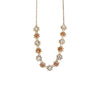 gold peach and clear crystal flower necklace