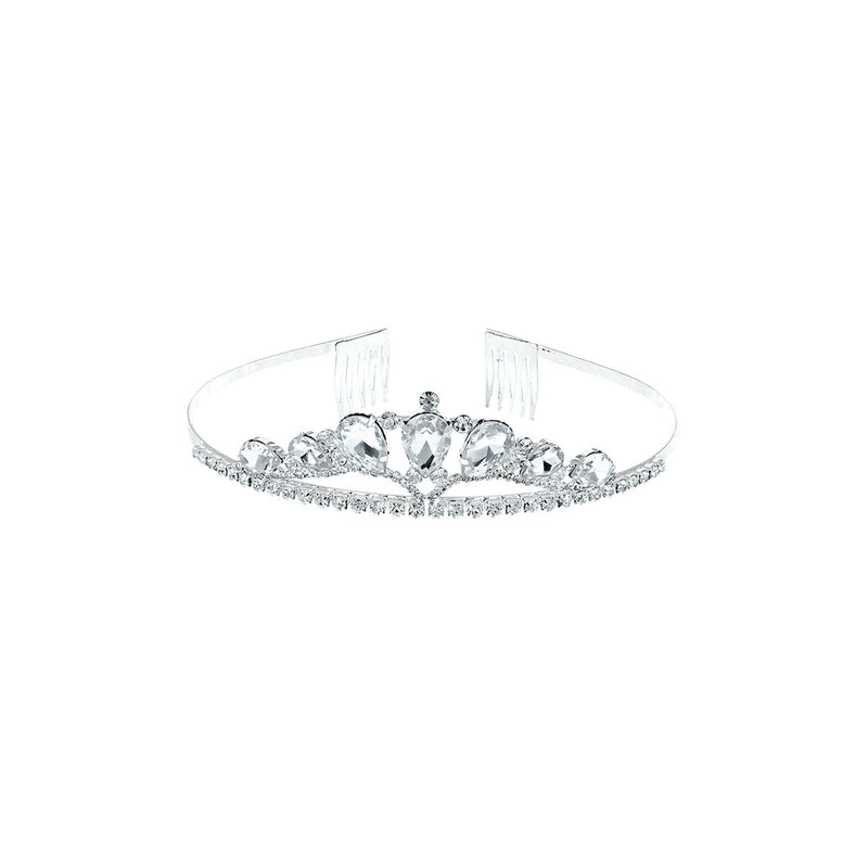 silver crystal plastic bridal crown