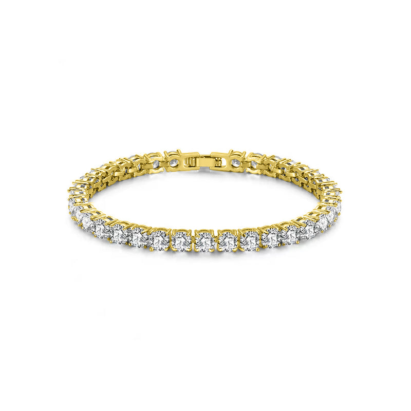 gold 5mm round cubic zirconia tennis bracelet
