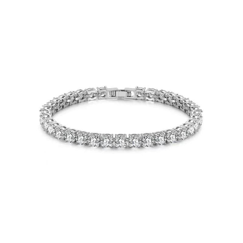 silver 5mm round cubic zirconia tennis bracelet
