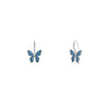 CZ accent real blue butterfly wing dangle earrings