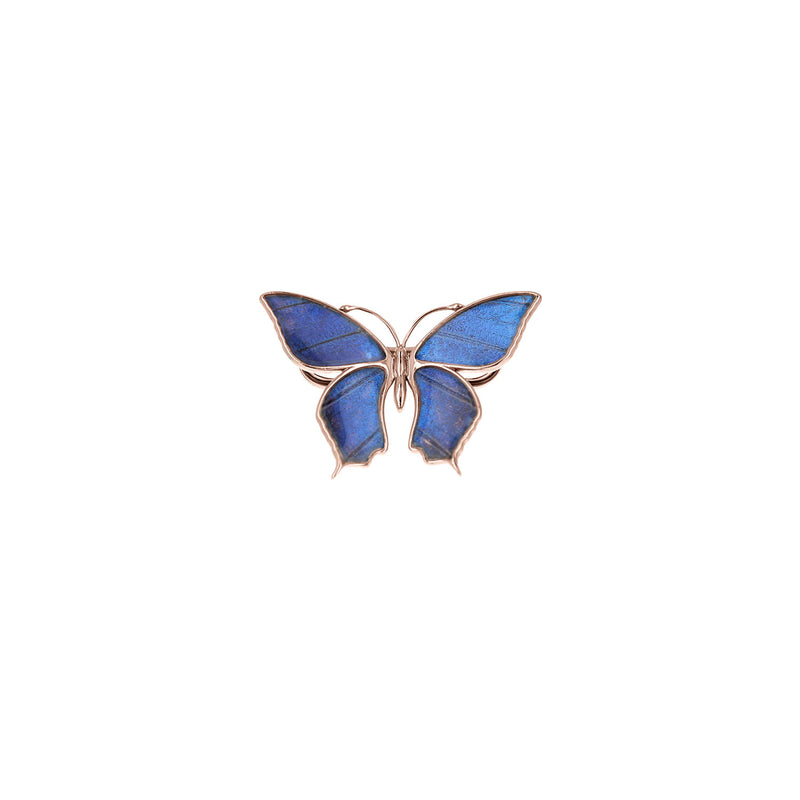 rose gold blue butterfly wing magnetic brooch