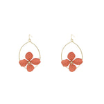 gold teardrop coral floral dangle earrings