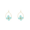 gold teardrop mint floral dangle earrings