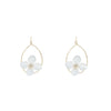 gold teardrop white floral dangle earrings