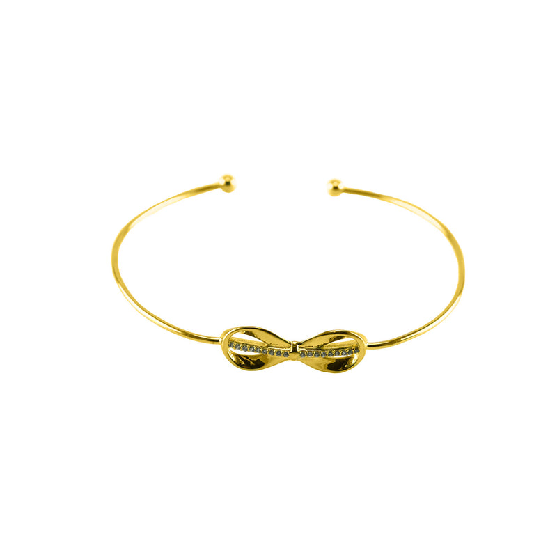 gold cubic zirconia bow wire bracelet