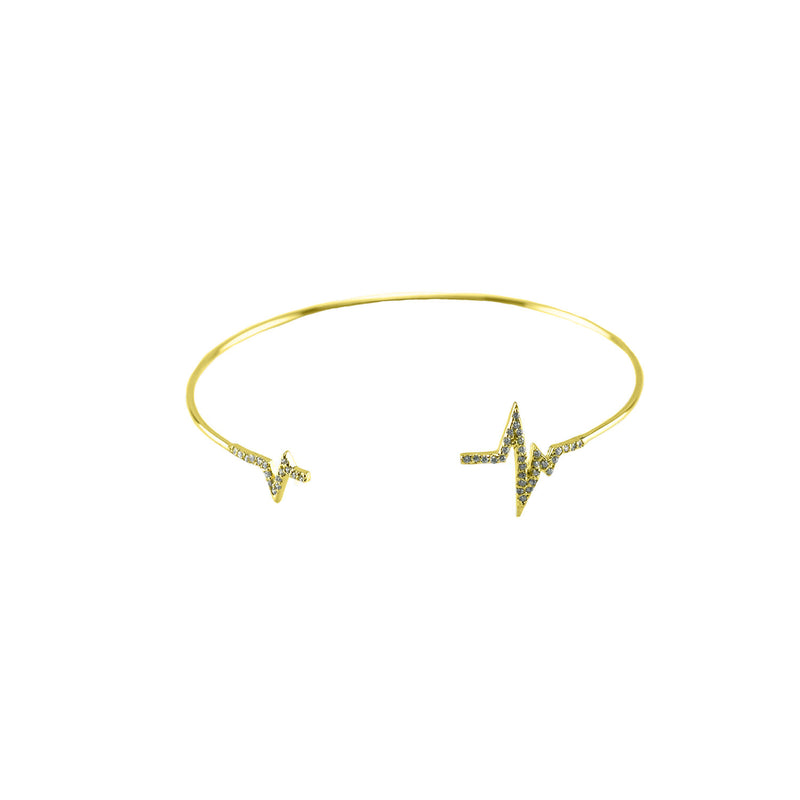 gold cubic zirconia heart beat wire bracelet