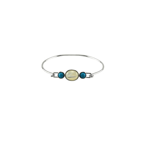 semi precious white blue stone wire bracelet