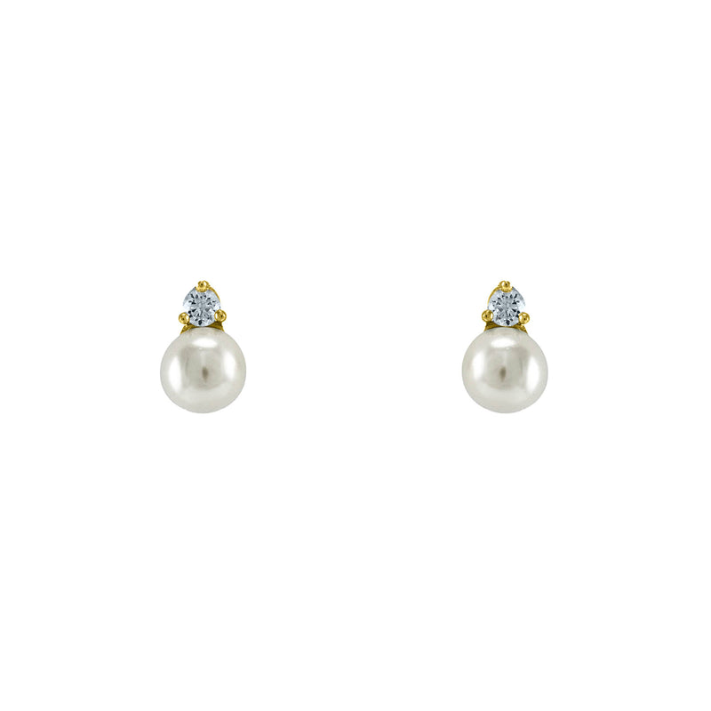 gold cubic zirconia and pearl drop earrings