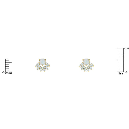 7mm gold opal cubic zirconia stud earrings