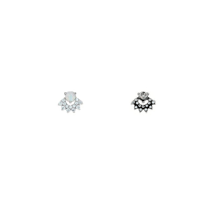 silver opal and cubic zirconia fanned stud earrings