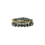 gray natural stone and crystal bracelet set