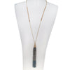 36 inch long gold gray crystal tassel necklace