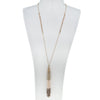 36 inch long gold nude crystal tassel necklace