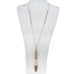 36 inch long gold nude crystal tassel necklace