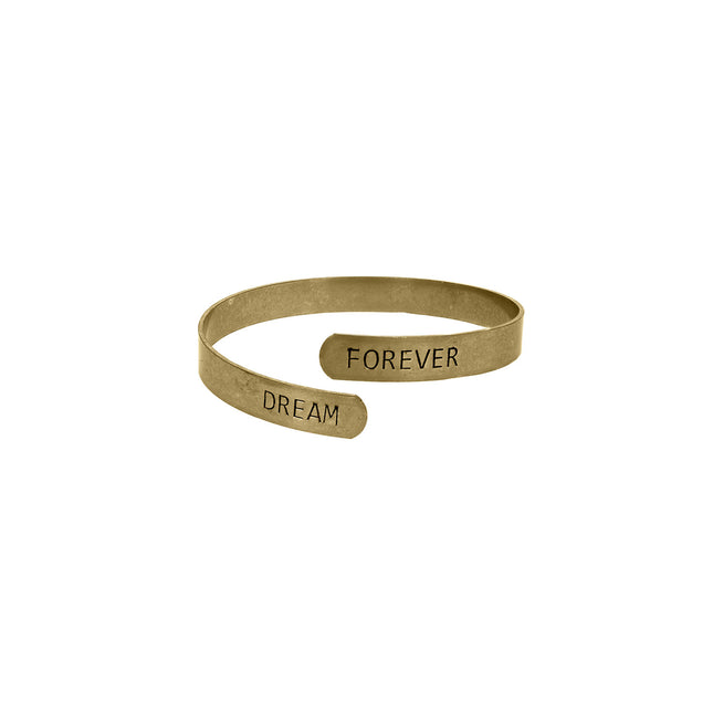 worn gold forever dream engraving bangle