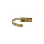 worn gold engraved love life bangle bracelet