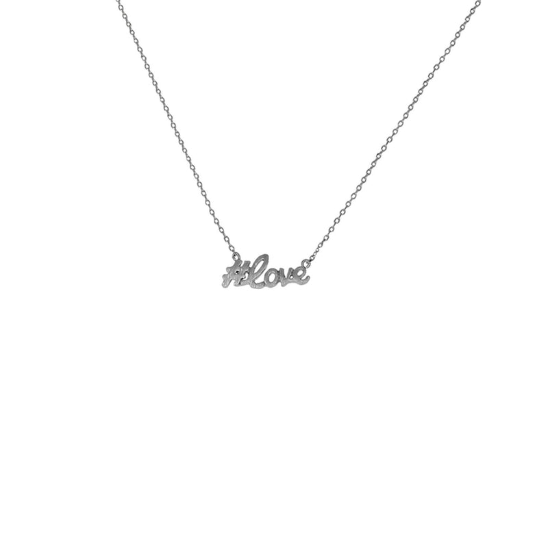 silver dainty hashtag love necklace