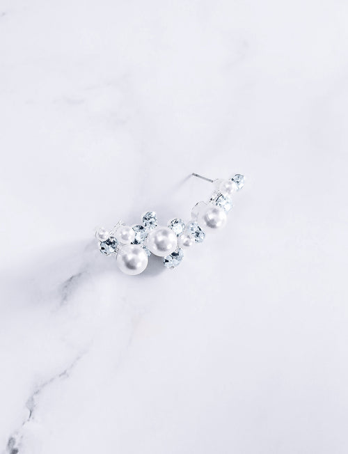 silver crystal and pearl ear crawler