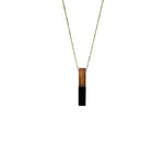 wood black resin bar pendant long necklace