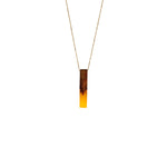 wood yellow resin vertical bar pendant necklace