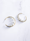 gold wire wrapped pearl statement hoops